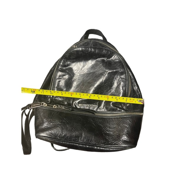 MICHAEL KORS Rhea Medium Crinkled Calf Leather Backpack Black Bag - Picture 8 of 8
